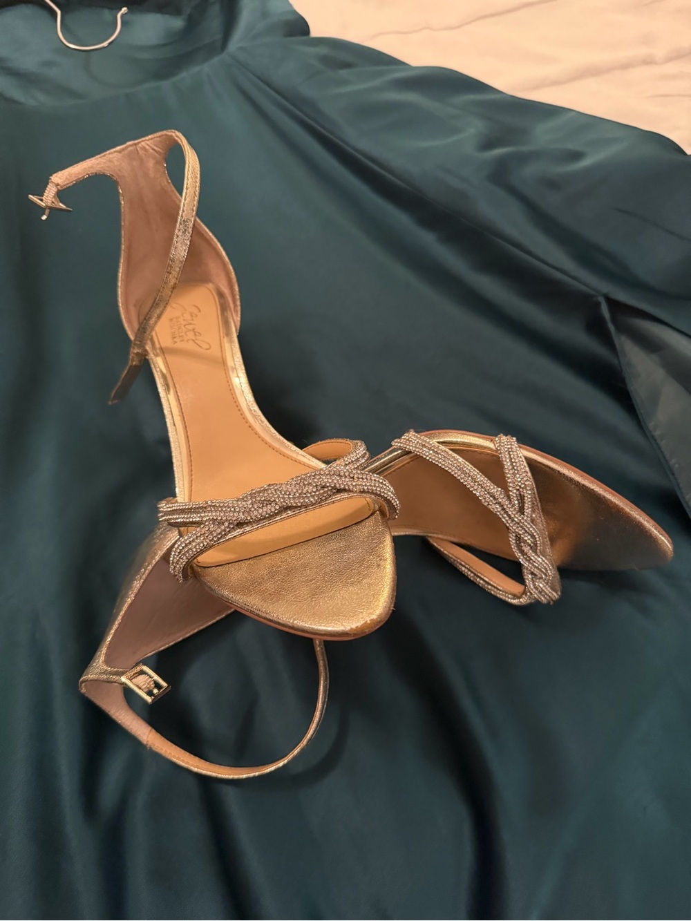 Elegant Metallic Knot Strap Ankle-Heel Sandals - Rose Gold